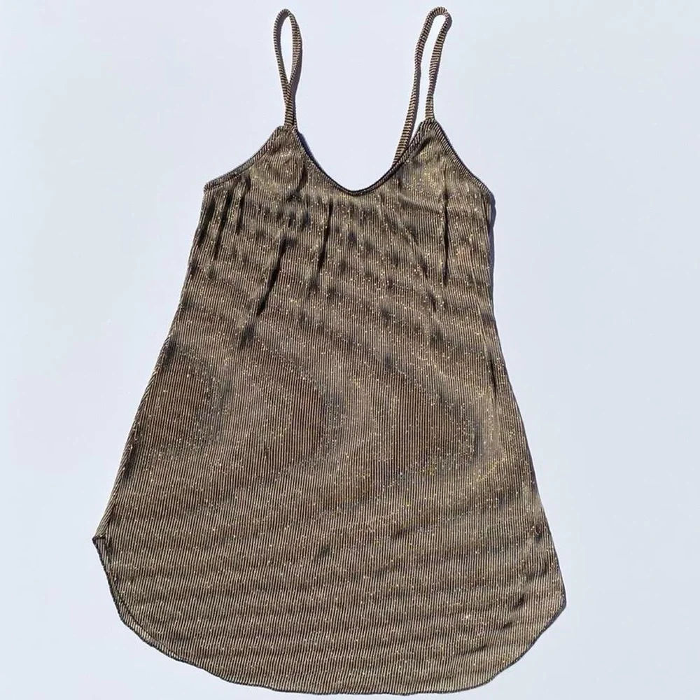Vintage Designs By Faris Champagne Gold Sparkly Mini Dress Women's Small 90s Y2K